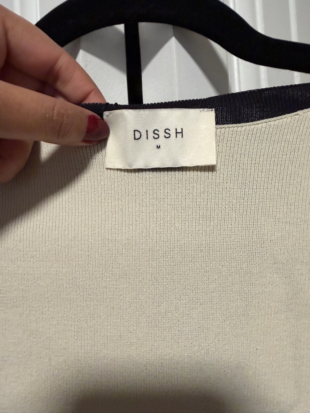 DISSH Cream Long Sleeve Colorblock Top with Black Panels - Picture 3 of 4